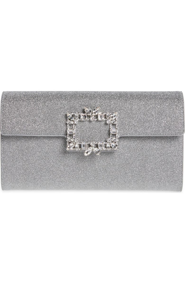 Roger Vivier Brioche Crystal Buckle Envelope Clutch, Main, color,