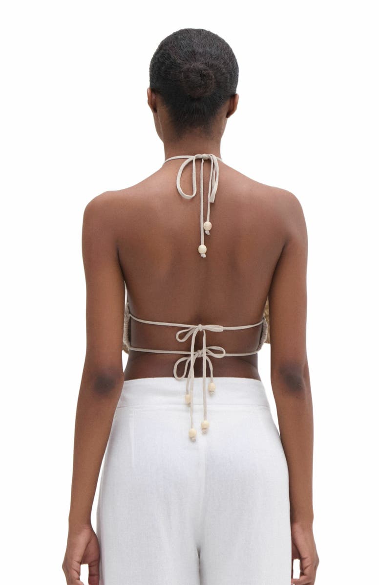 PatBO Candy Linen Hand-Beaded Flower Top, Alternate, color, Natural