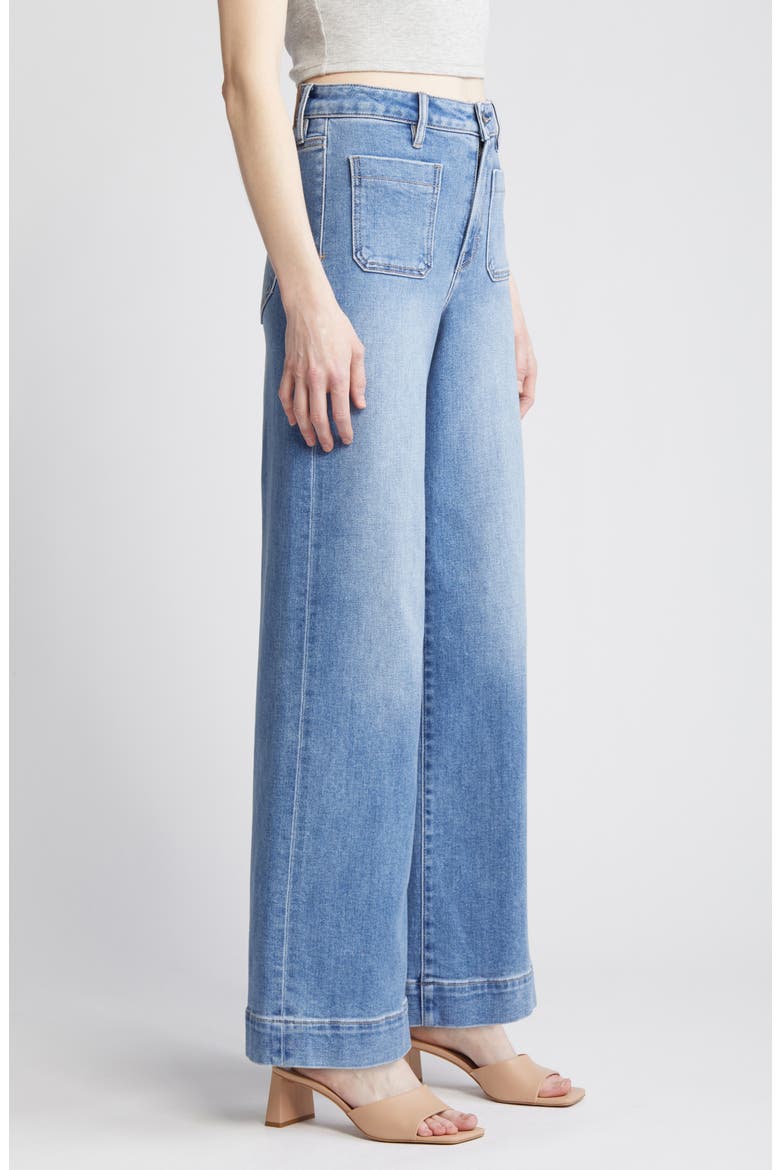 Patch Pocket Wide Leg Jeans, Alternate, color, MEDIUM WASH