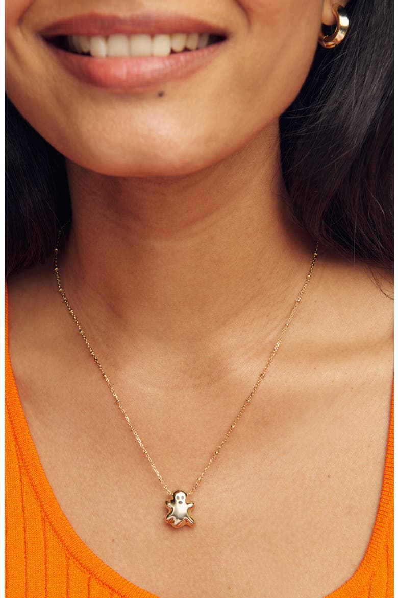 Reversible Ghost Pendant Necklace, Alternate, color, GLD WHT GLOW IN DARK