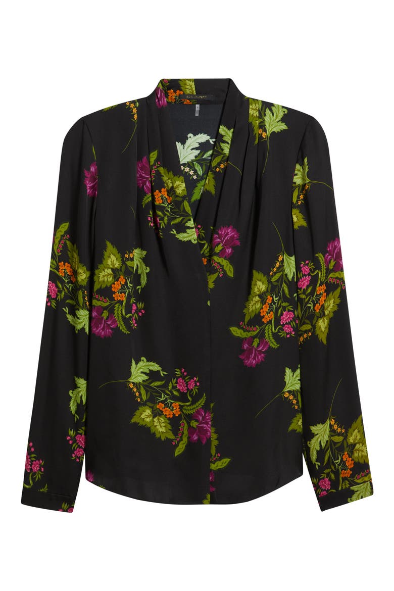 Palm Print Stretch Silk Top, Alternate, color, BLACK MULTI