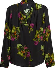 KOBI HALPERIN Palm Print Stretch Silk Top
