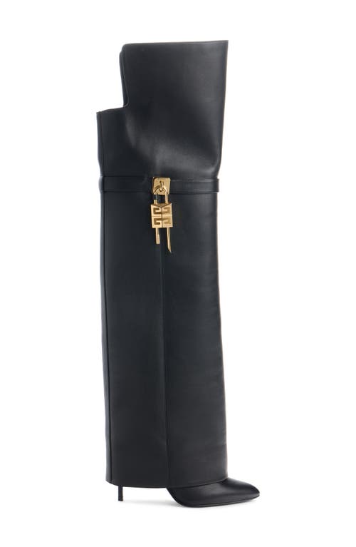 Givenchy Shark Lock Stiletto Leather Over-the-knee Boots In Black