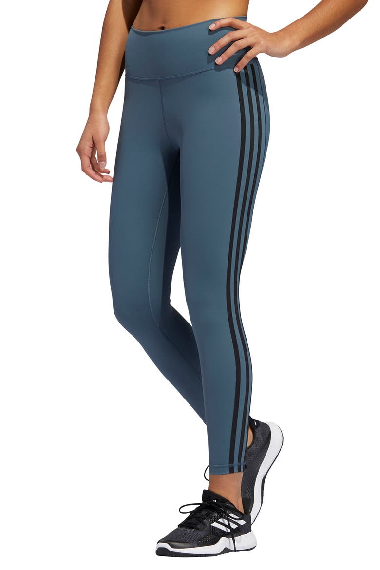 3-Stripes 7/8 Leggings, Main, color, LEGACY BLUE/ BLACK