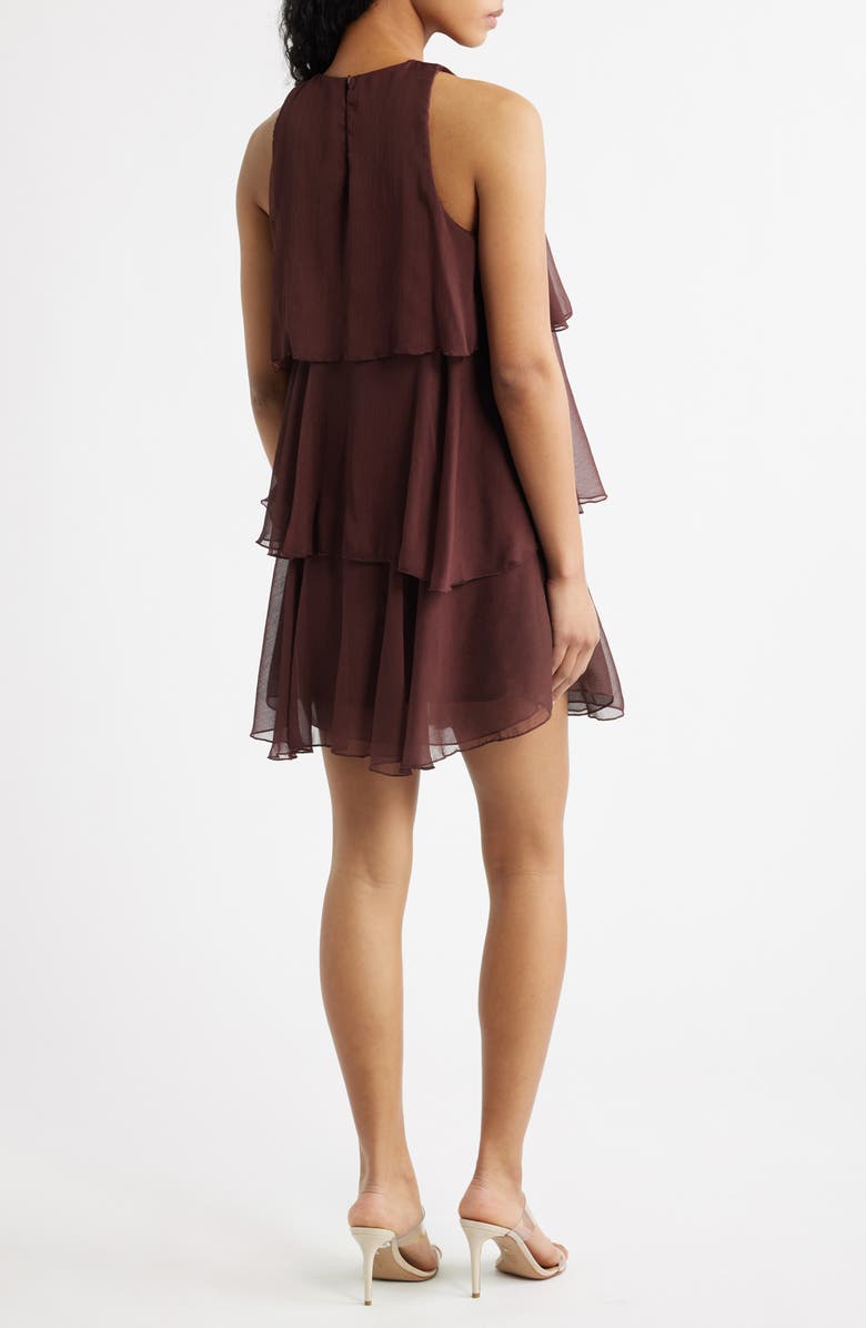 MANGO Cake Ruffle Minidress, Alternate, color, Chocolate