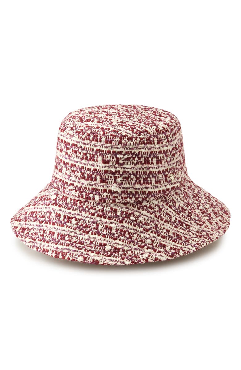Helen Kaminski Taliah Tweed Bucket Hat, Main, color, Cranberry