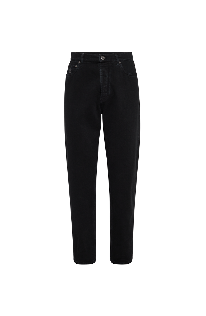 Brunello Cucinelli Garment-dyed denim trousers, Main, color, Black
