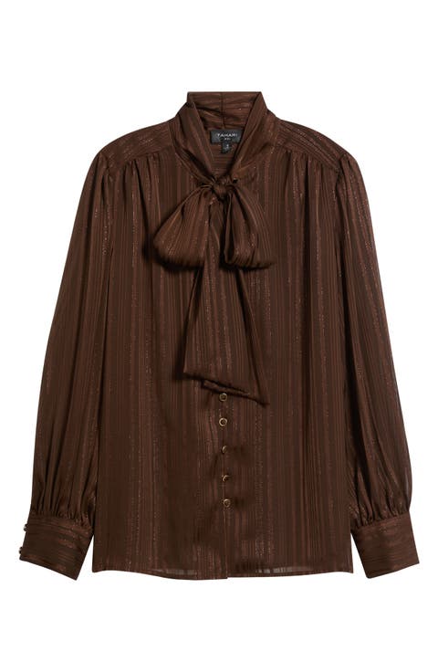 Metallic Stripe Chiffon Top