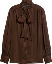 Tahari ASL Metallic Stripe Chiffon Top