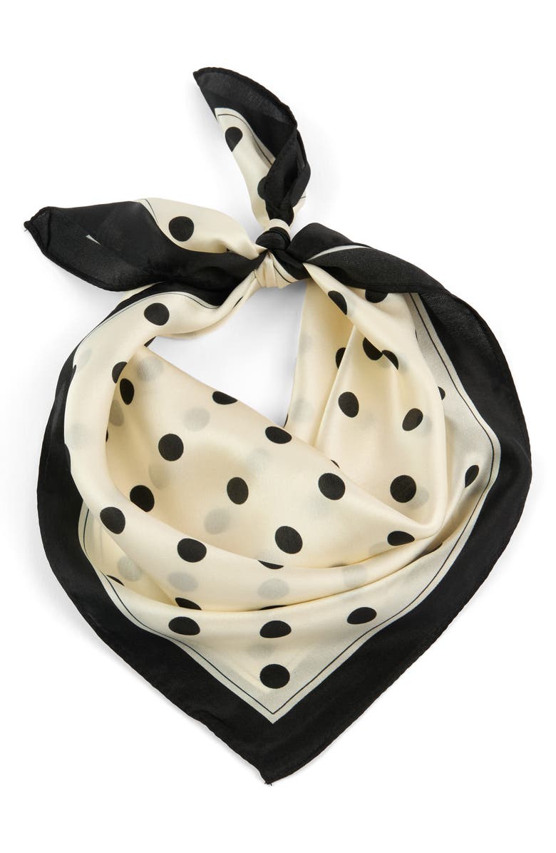 Viens Avec Moi Polka Dot Mini Silk Square Scarf, Alternate, color, 