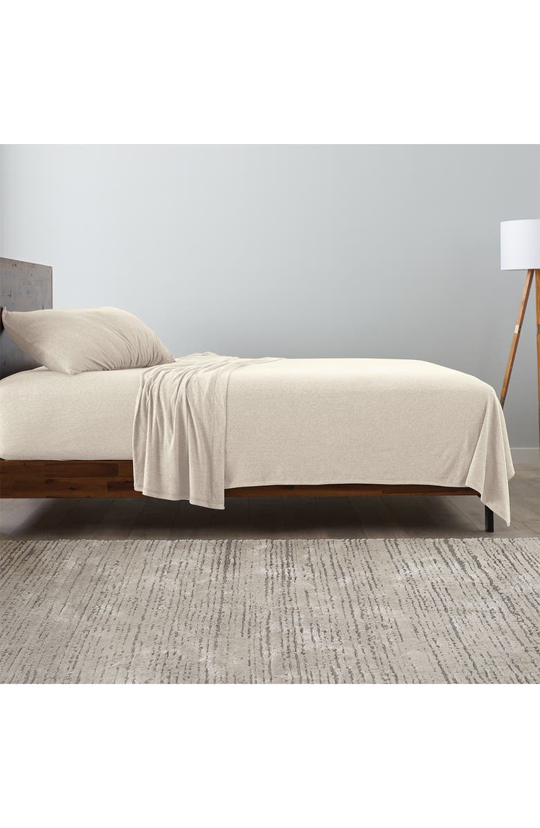 ELLA JAYNE HOME Blue Heather Jersey Knit 3-Piece Twin Sheet Set, Alternate, color, Ivory