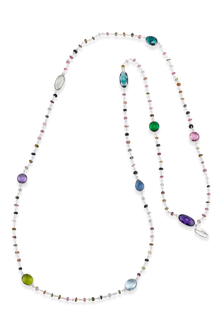 Gemstone Station Necklace, Alternate, color, MULTI