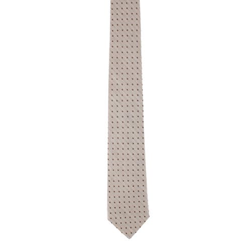 Trafalgar Ignacio Linen Blend Polka Dot Vertical Slant Lined Business Necktie In Neutral