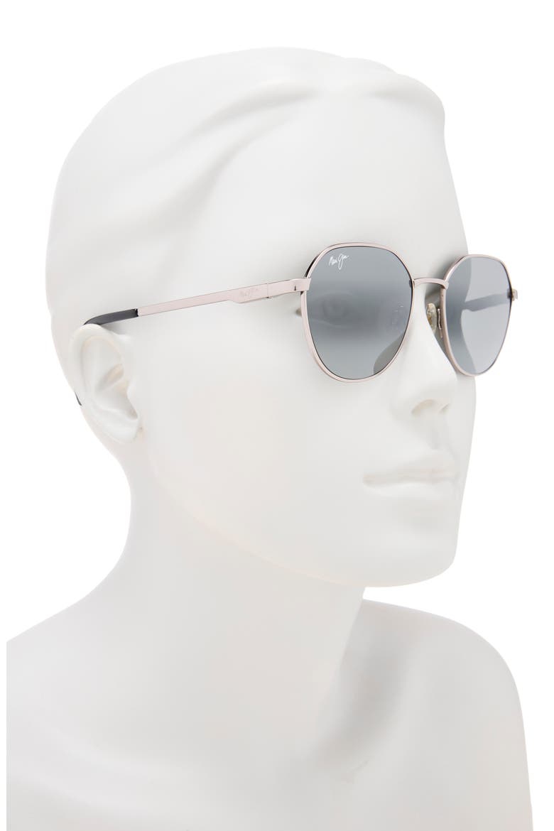 52mm Polarized Round Sunglasses, Alternate, color, SILVER SILVER GREY