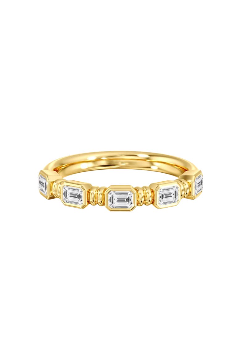 Aura East West Emerald Bezel Lab Diamond Band in 14K, Main, color, Yellow Gold