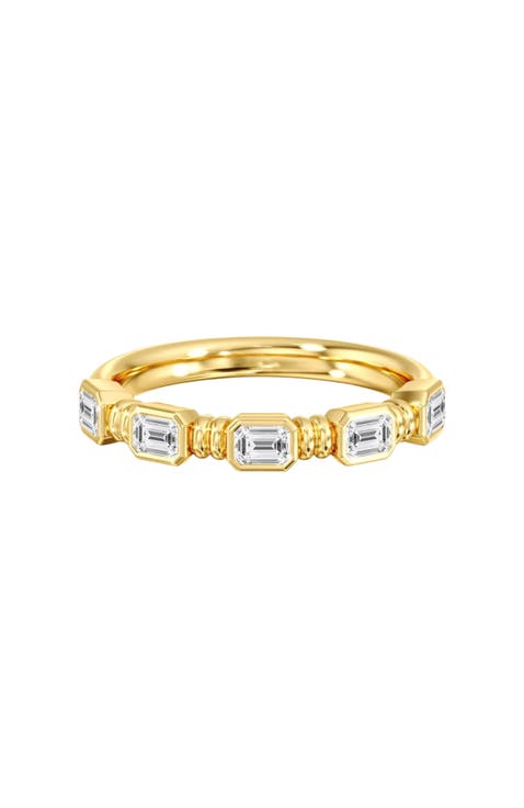 Aura East West Emerald Bezel Lab Diamond Band in 14K