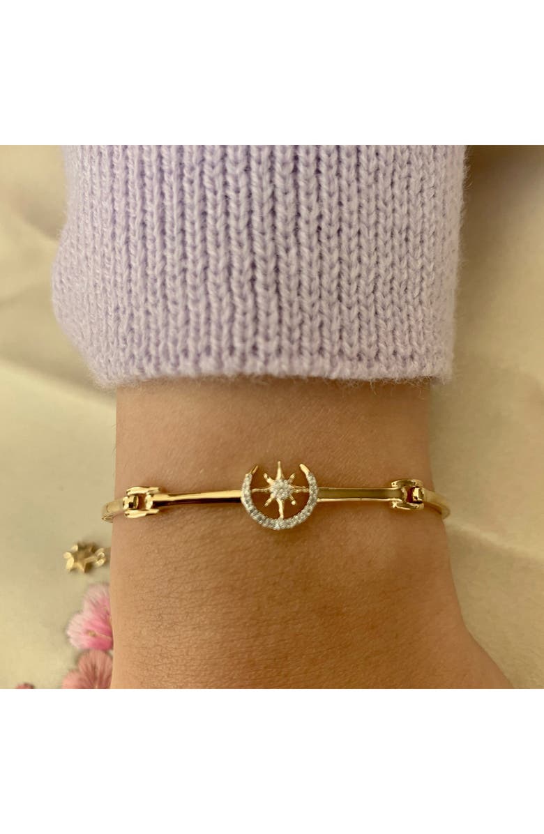 LuvMyJewelry North Star Crescent Bangle Bracelet, Alternate, color, 14Kt Gold Vermeil On Sterling
