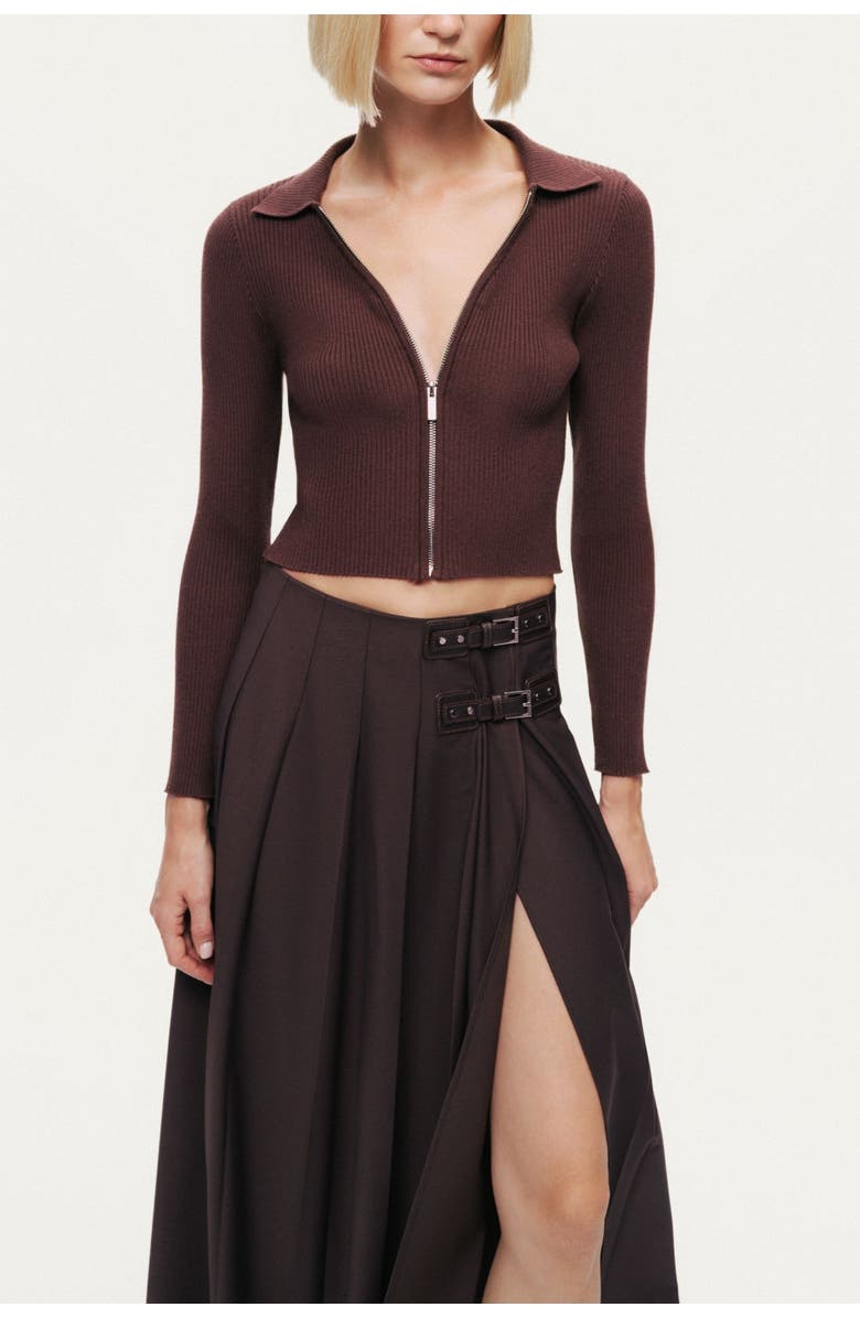 Nocturne Belted Pleated Maxi Skirt, Alternate, color, Dark Brown