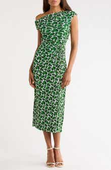 Diane von Furstenberg Wittrock One-Shoulder Cap Sleeve Mesh Midi Dress