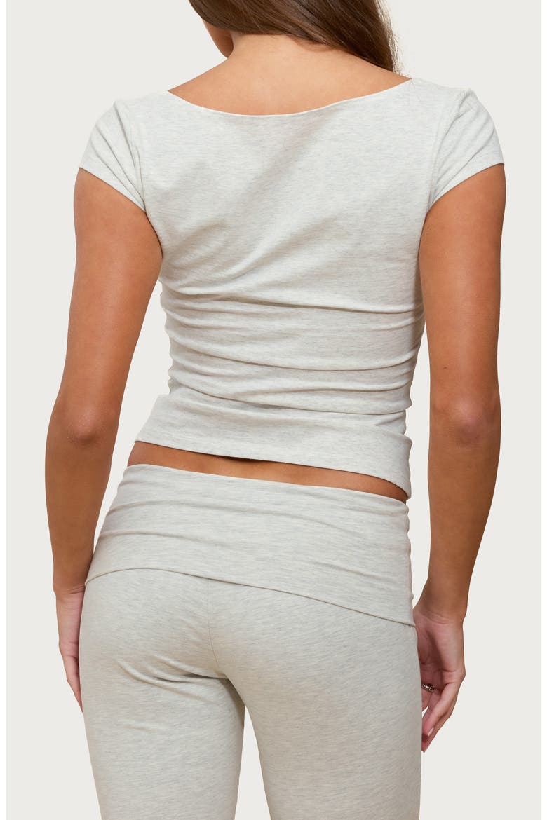 Esmarie Square Neck Crop Stretch Cotton T-Shirt, Alternate, color, GRAY-MELANGE