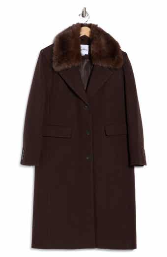Faux Fur Collar Single Breasted Coat