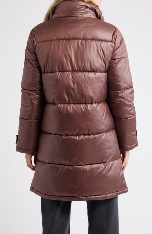 Sam Edelman Puffer Coat With Removable Hood In Brown