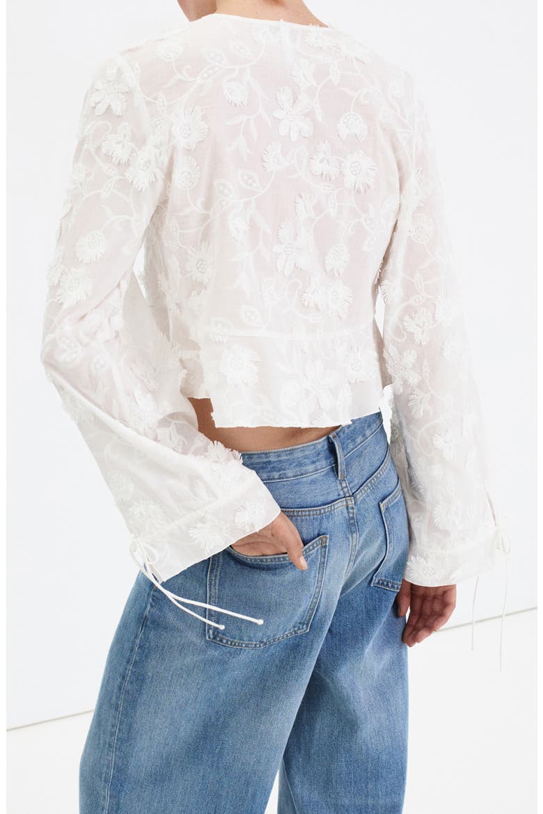 Floral Embroidered Cotton Top, Alternate, color, WHITE