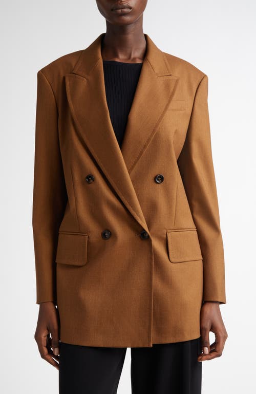 Shop Max Mara Palanca Double Breasted Wool & Mohair Blend Blazer In Tobacco