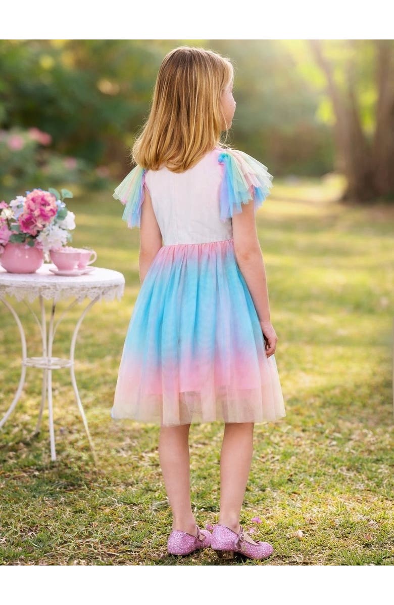 Mia Belle Girls Cotton Candy Dreams Flutter Sleeve Party Dress, Alternate, color, Pink