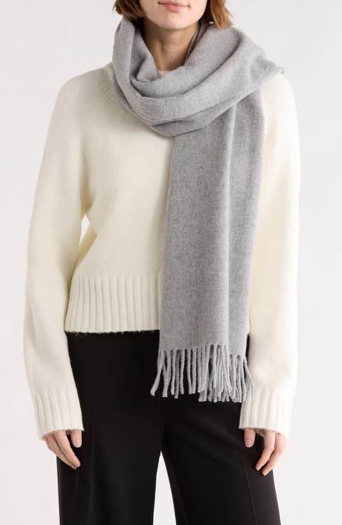 Fringe Trim Wool Scarf