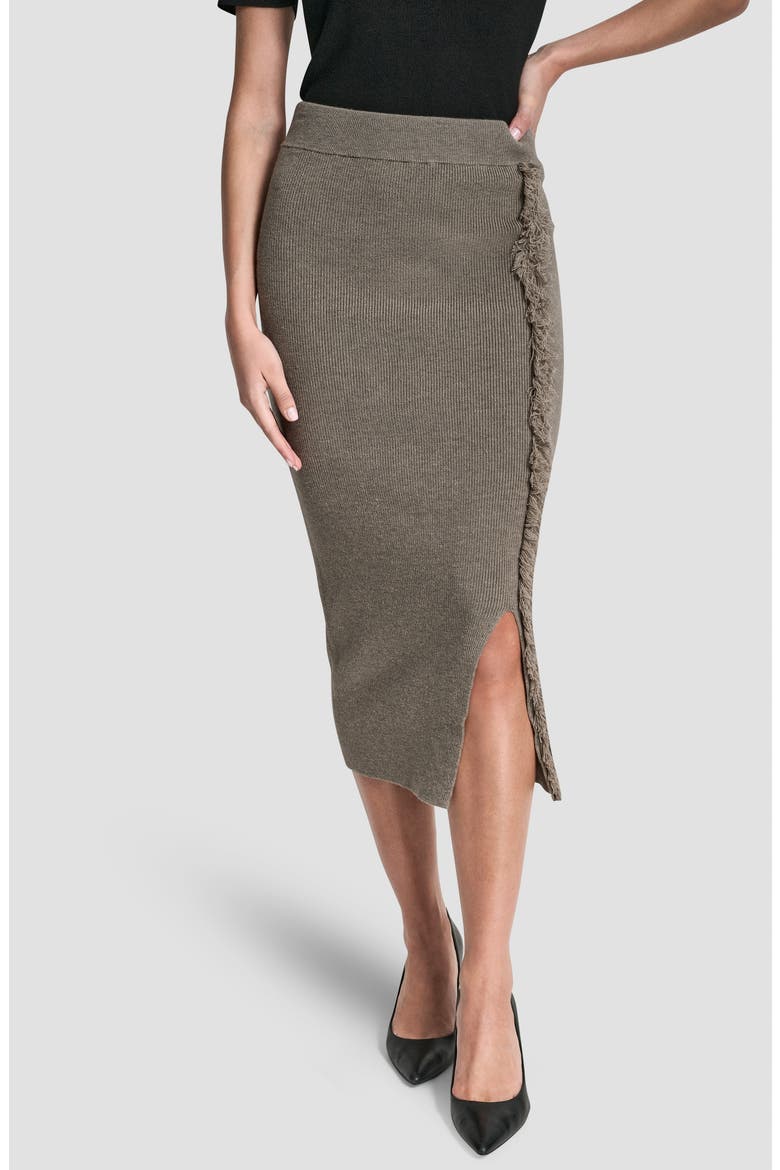 Fringe Detail Sweater Skirt, Main, color, CITY TAUPE HEATHER