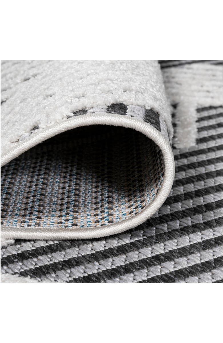 JONATHAN Y Jazz High-Low Pile Art Deco Geometric Indoor/Outdoor Area Rug, Alternate, color, Black/Ivory