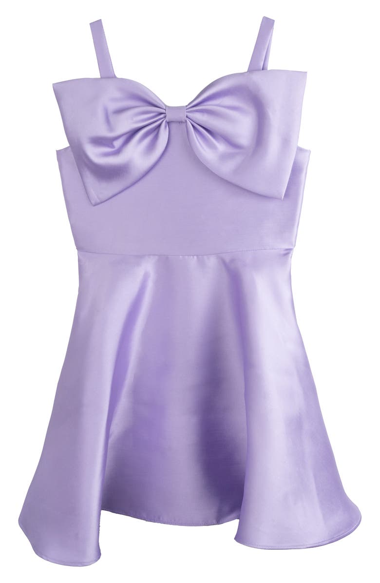 Rare Editions Kids' Big Bow Mikado Party Dress, Main, color, Lavender