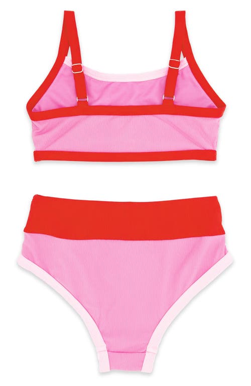 Feather 4 Arrow Kids' Retro Ringer Upf 50+ Two-piece Swimsuit In Pink