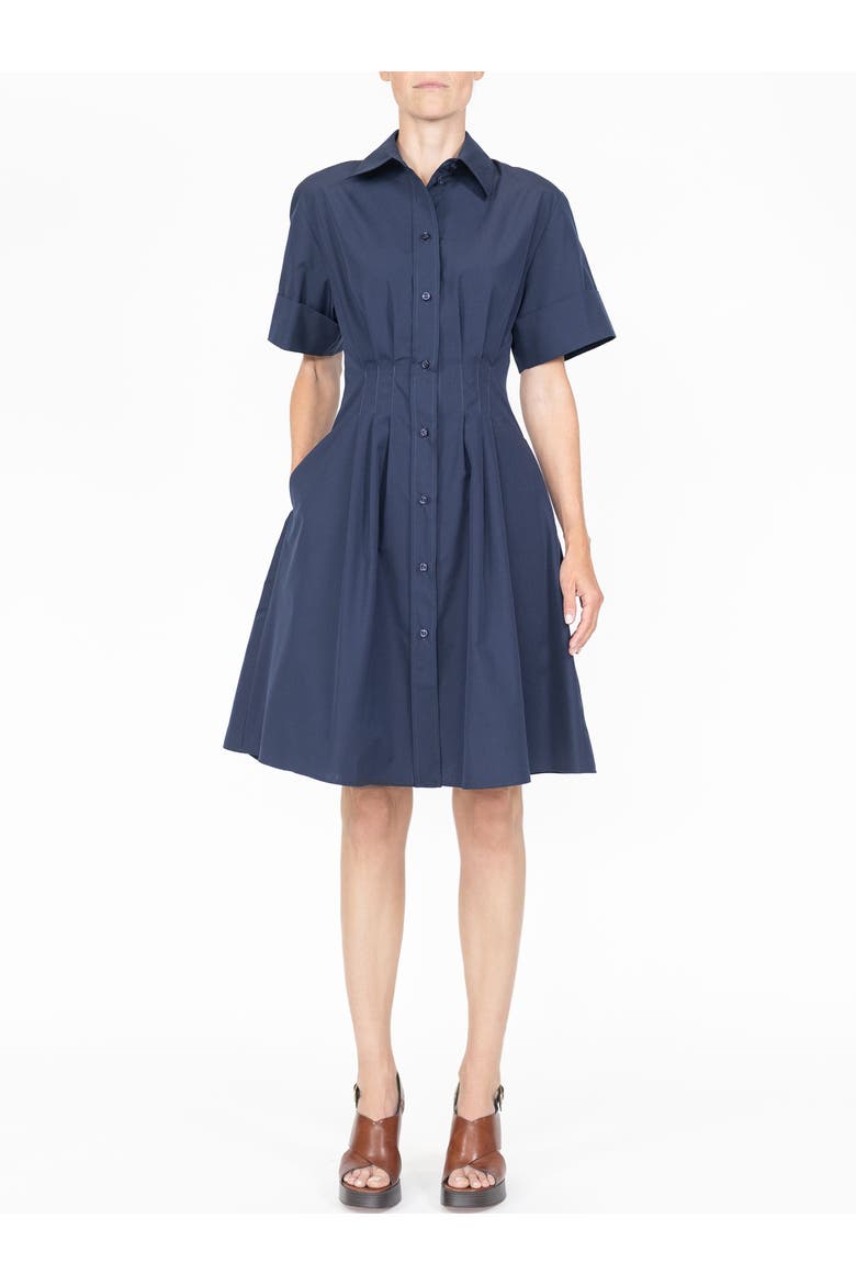 Bergamo Fit and flare shirt dress, Alternate, color, Navy