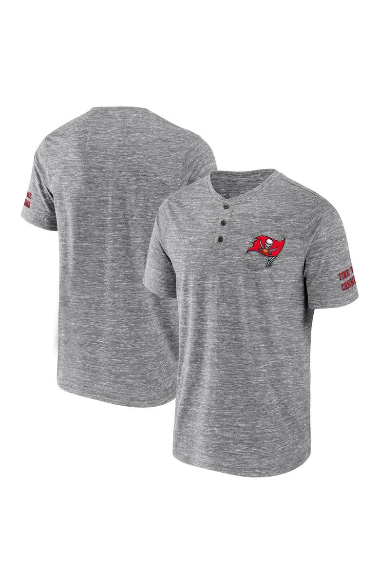 NFL X DARIUS RUCKER Men's NFL x Darius Rucker Collection by Fanatics Heathered Gray Tampa Bay Buccaneers Slub Henley T-Shirt, Main, color, Heather Gray