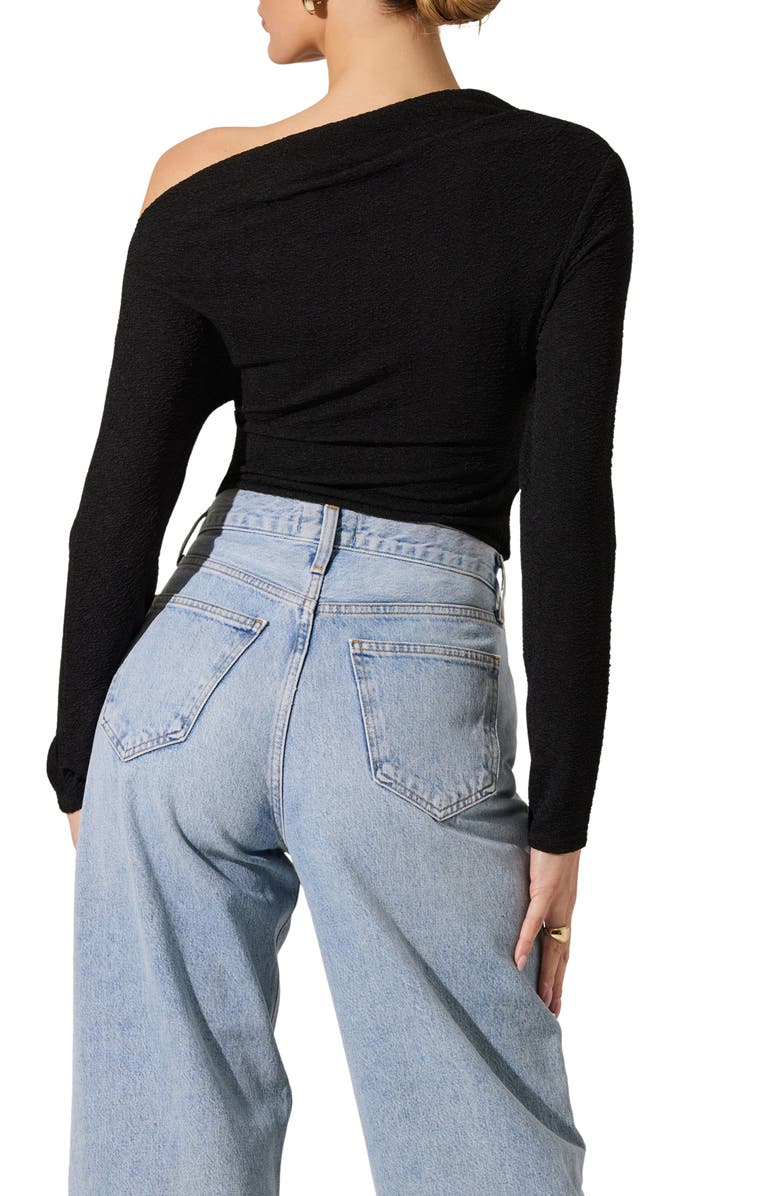 ASTR the Label One Shoulder Textured Top, Alternate, color, Black