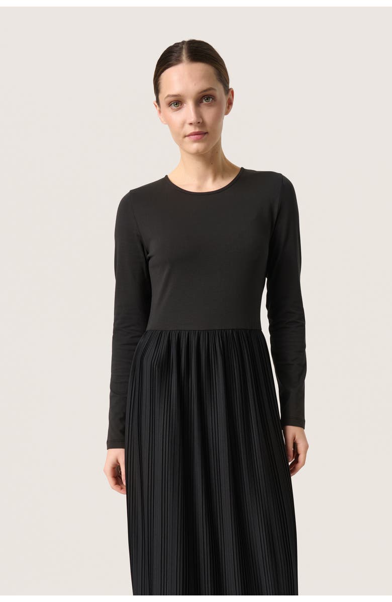 Soaked in Luxury Simone Plisse Long Sleeve Maxi Dress, Alternate, color, Black