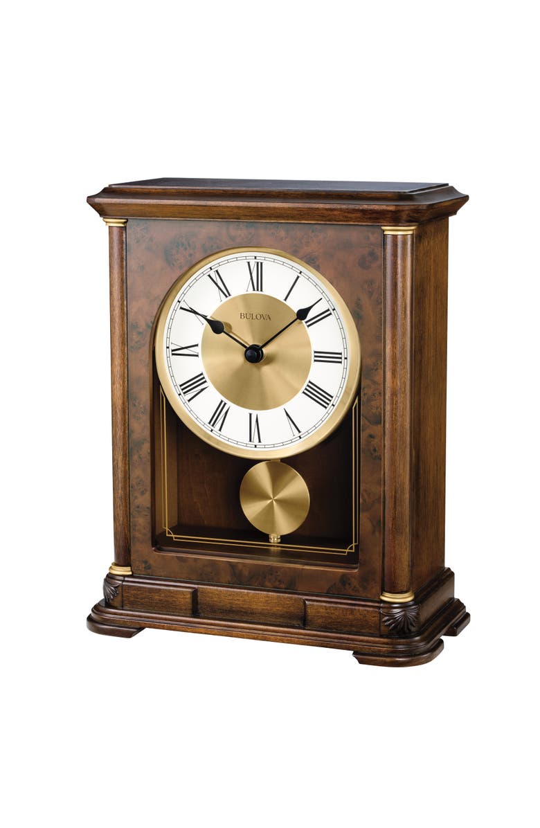 Bulova Clocks Vanderbilt Mantel Clock, Main, color, Walnut