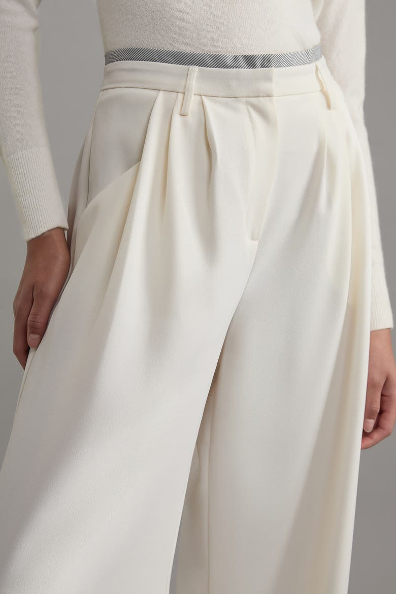 Pleat Detail Wide Leg Pants, Alternate, color, Ivory