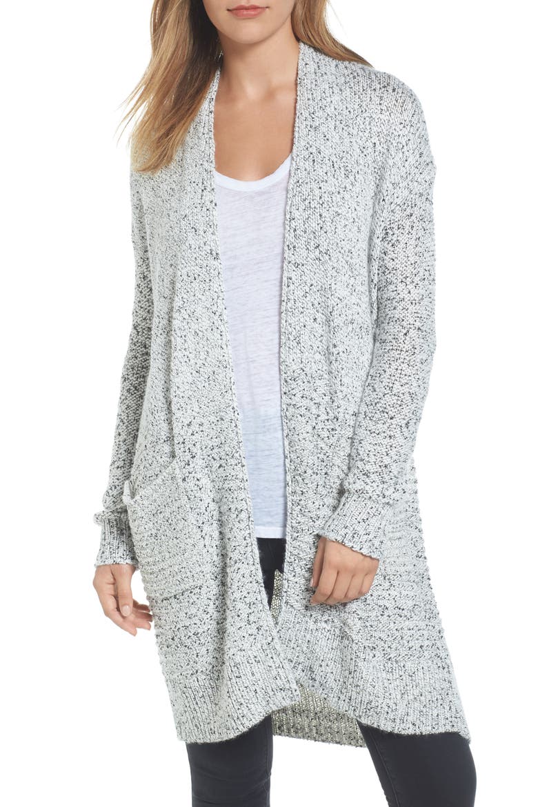 Mixed Stitch Long Cardigan, Main, color, IVORY MIX STITCH MARL