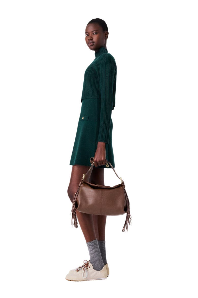 Knit dress with removable sweater, Alternate, color, Bottle green