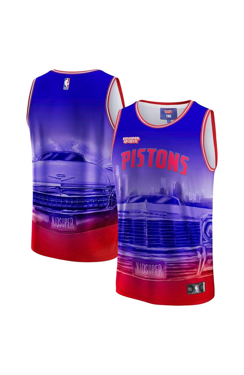NBA X KIDSUPER Unisex NBA & KidSuper Studios by Fanatics Red Detroit Pistons Hometown Jersey, Main, color, Red