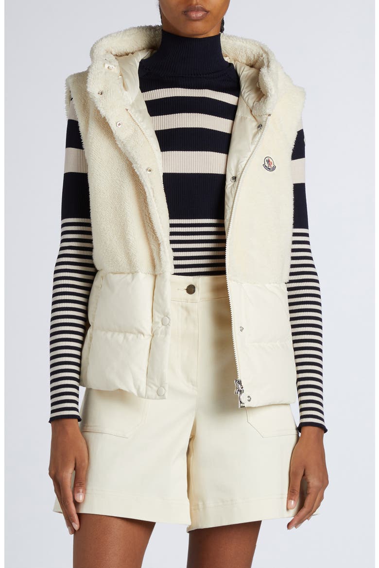 Floy Mixed Media Down Vest, Main, color, SILK WHITE