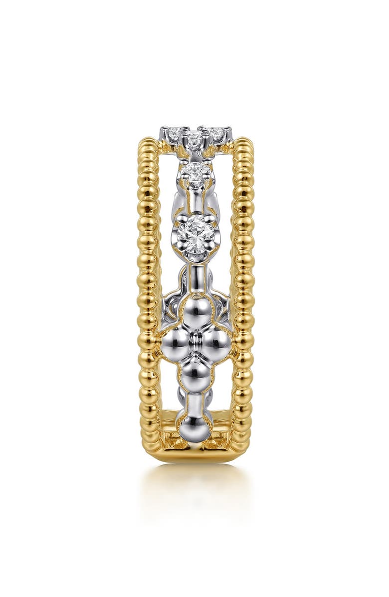 Gabriel & Co. Bujukan Two-Tone 14K Gold & Diamond Stackable Ring, Alternate, color, Two Tone