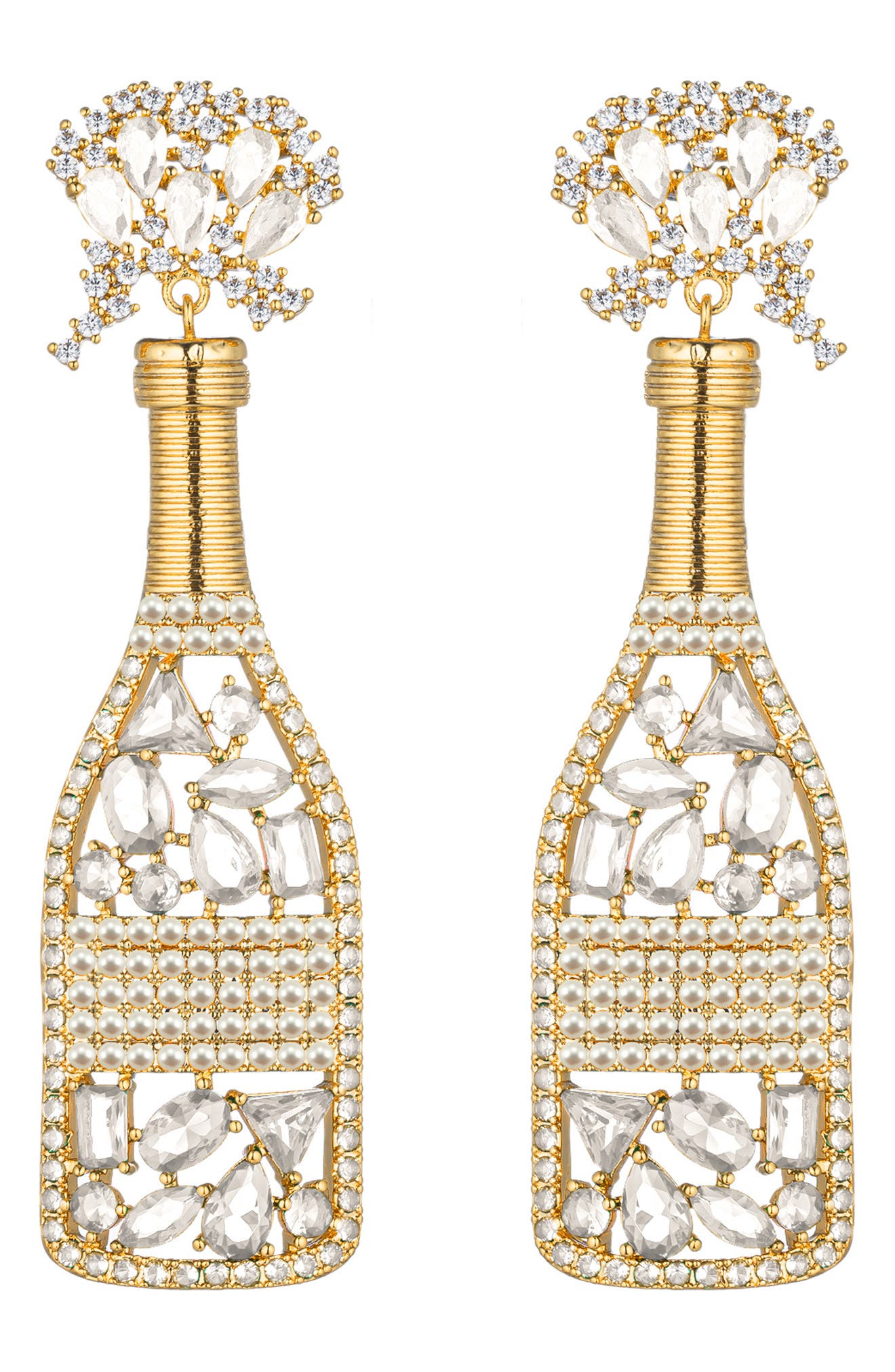 EYE CANDY LOS ANGELES Pop Champagne Cubic Zirconia Drop Earrings