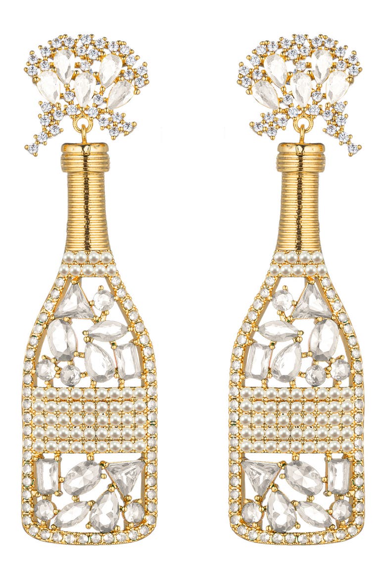 Pop Champagne Cubic Zirconia Drop Earrings, Main, color, GOLD