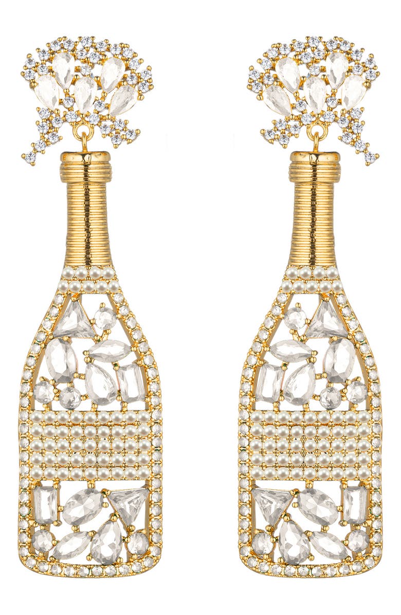 EYE CANDY LOS ANGELES Pop Champagne Cubic Zirconia Drop Earrings, Main, color, Gold