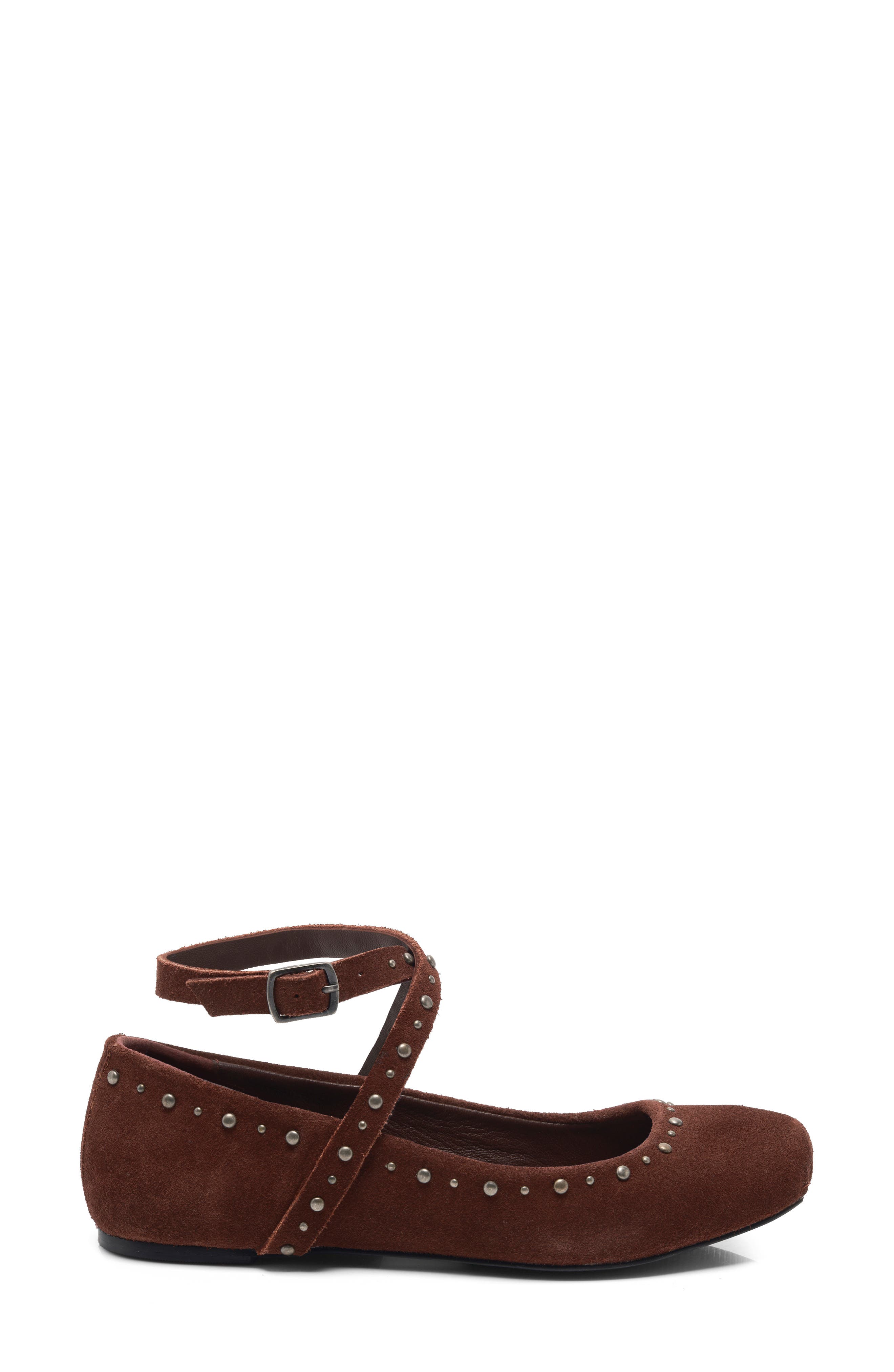 Grace Ankle Strap Ballet Flat, Alternate, color, PORT ROYALE SUEDE
