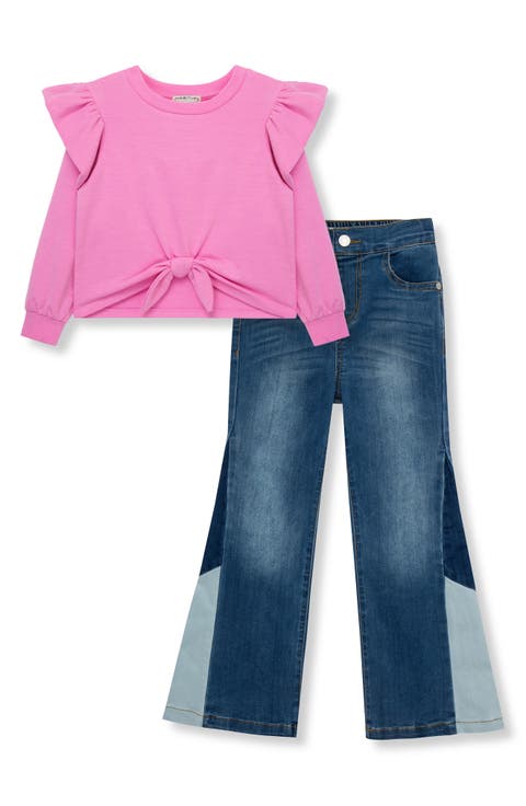 Kids' Long Sleeve French Terry Top & Jeans Set (Toddler & Little Kid)